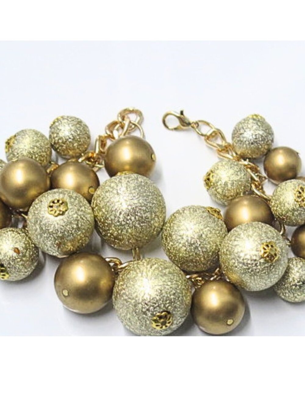 Gold Tone Chunky Ball Charm Bracelet